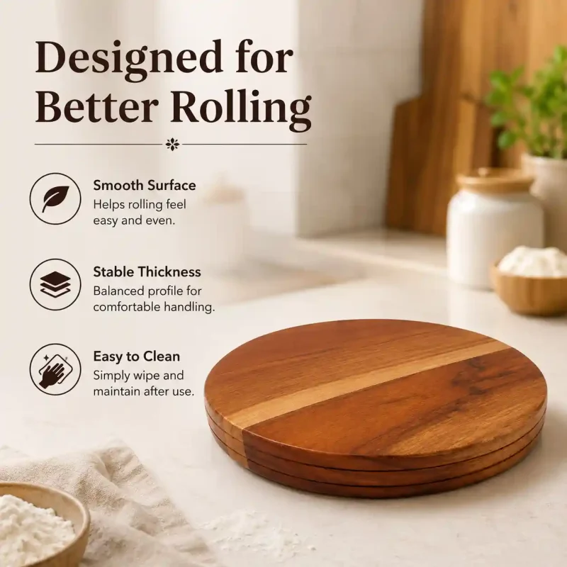 Brown Wooden Chakla-9 Inch Round-Kitchen (Set of 1)
