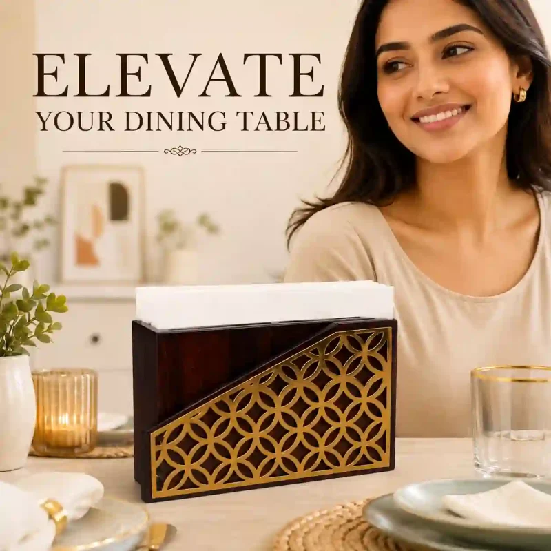 Side Cut Napkin Holder With 2 Compartment-Holder (Set of 1)