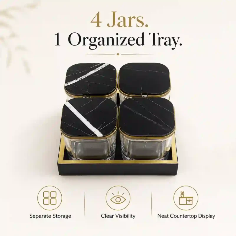 Signature Candy 4 Jars-Marble Finish (Set of 1)