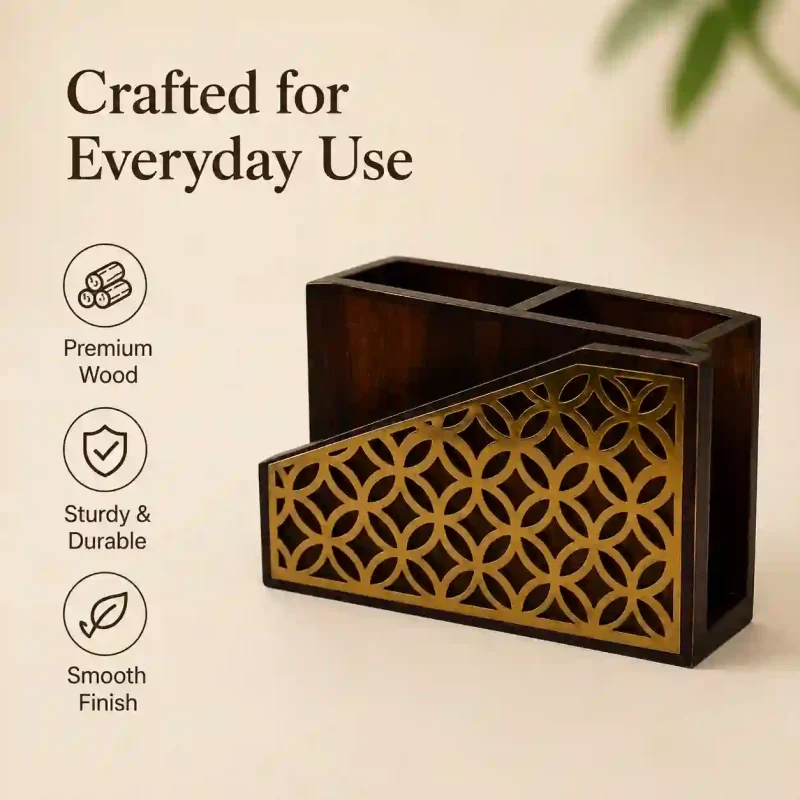Side Cut Napkin Holder With 2 Compartment-Holder (Set of 1)