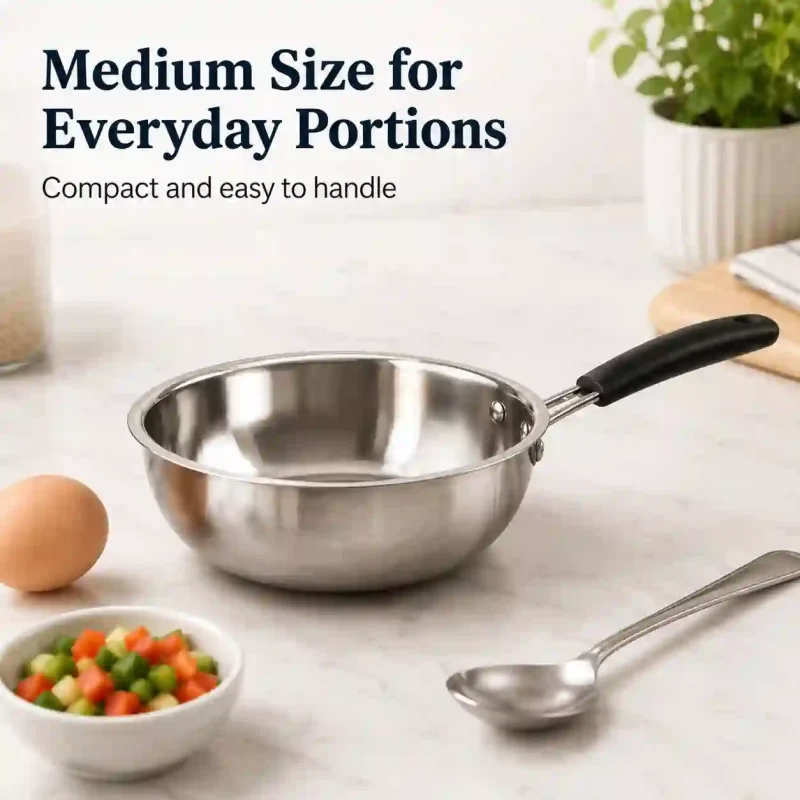 Stainless Steel Mini Frypan - Durable Frying Pan (Medium)