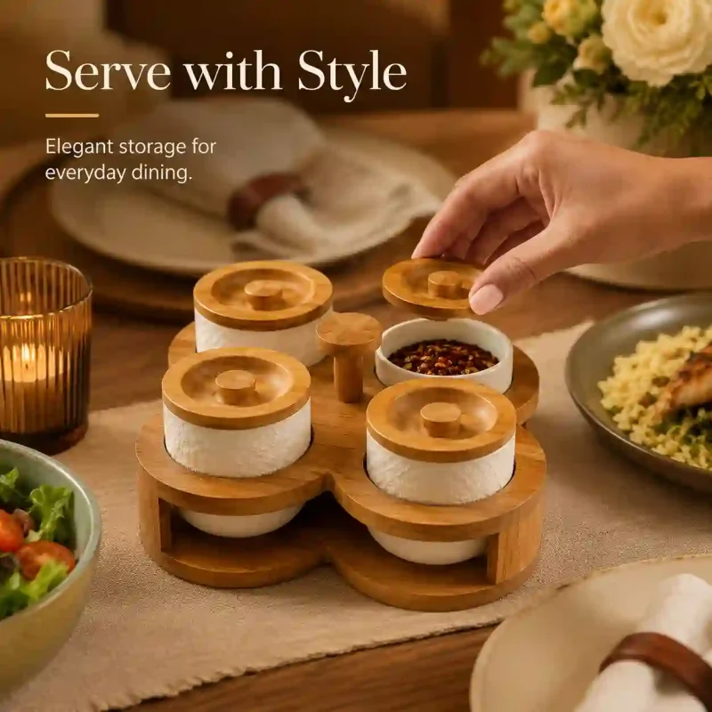 Revolving Ceramic Jar 4 Pieces-Food Storage (Set of 1)
