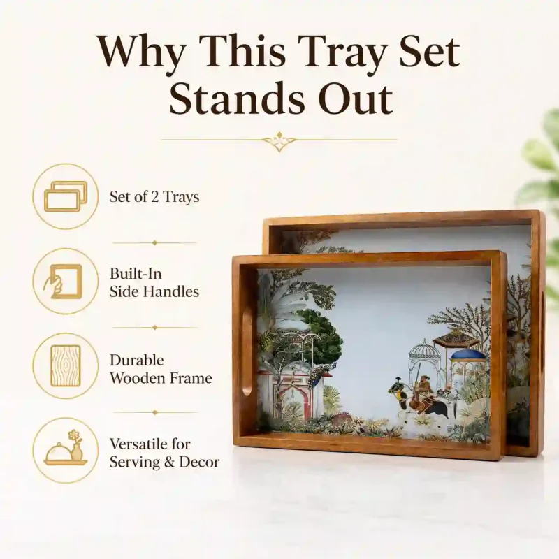 Rectangle Luxurious Tray 2 Pieces-Elegant Serving (Set of 1)