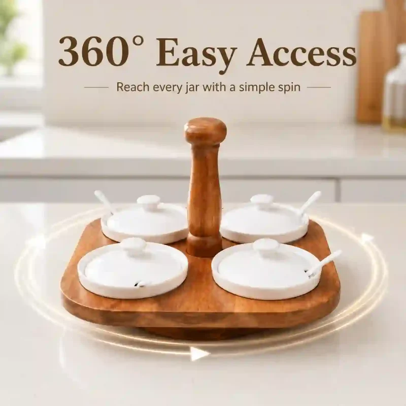 Revolving Spice 4 Jar Set-Rotating Kitchen Storage (Set of 1)