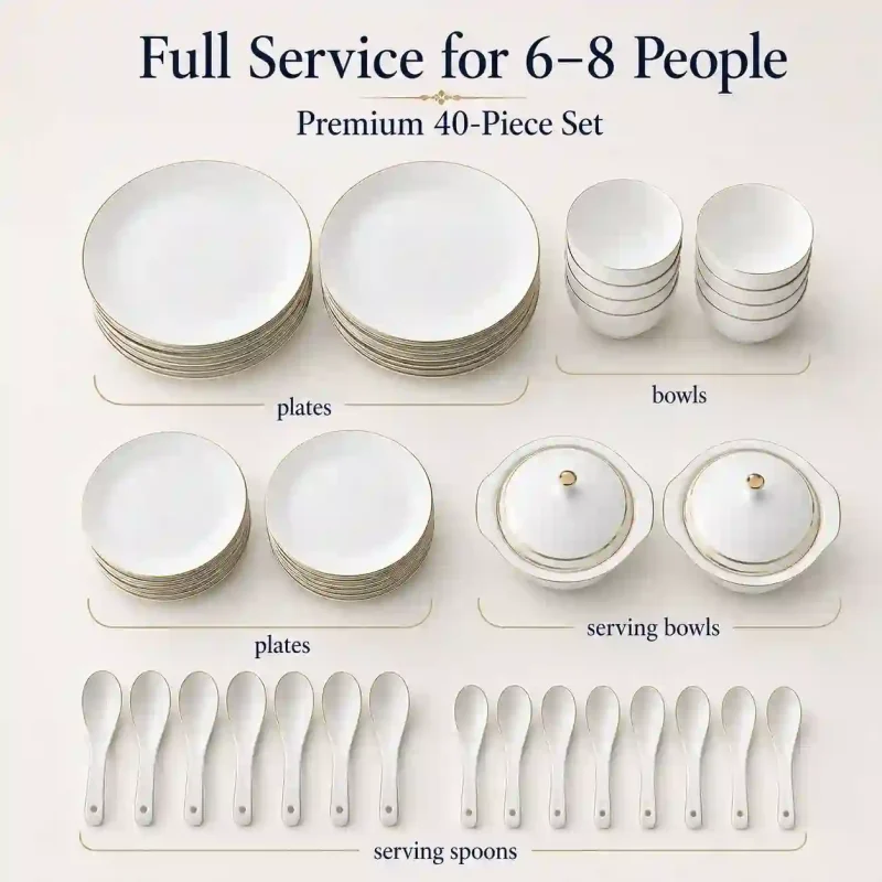 Nadia Goldline Dinner Set-40 Pcs-Premium (Set of 1)