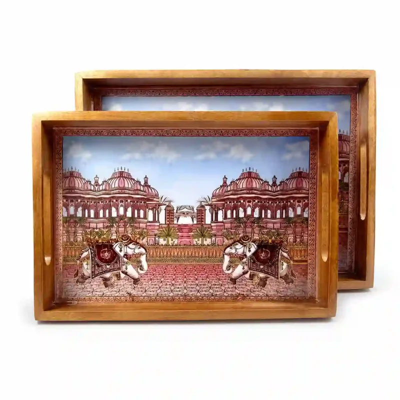 Rectangle Classic Tray 2 Pieces-Serving & Decor (Set of 1)