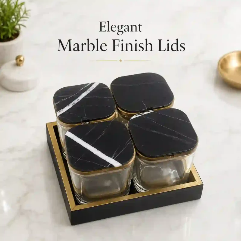 Signature Candy 4 Jars-Marble Finish (Set of 1)