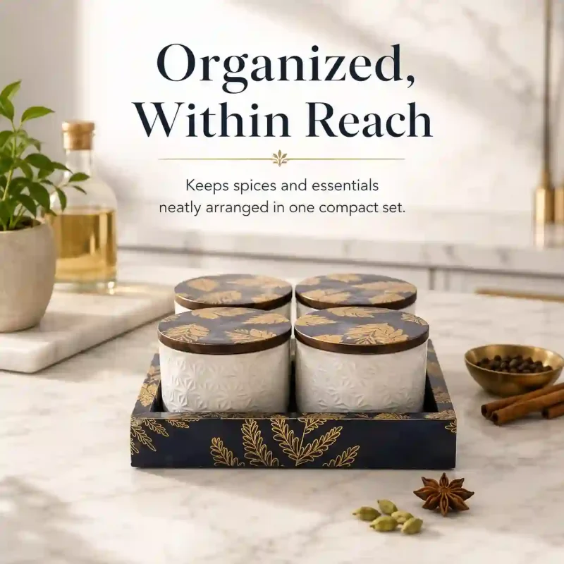 Sanskriti Ceramic 4 Pcs Jars-Spice Storage (Set of 1)