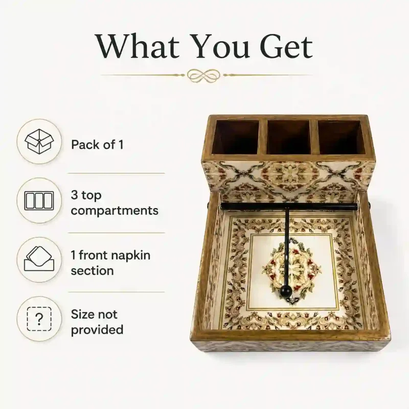 Signature Napkin Holder With 3 Compartment - Organiser (Set of 1)