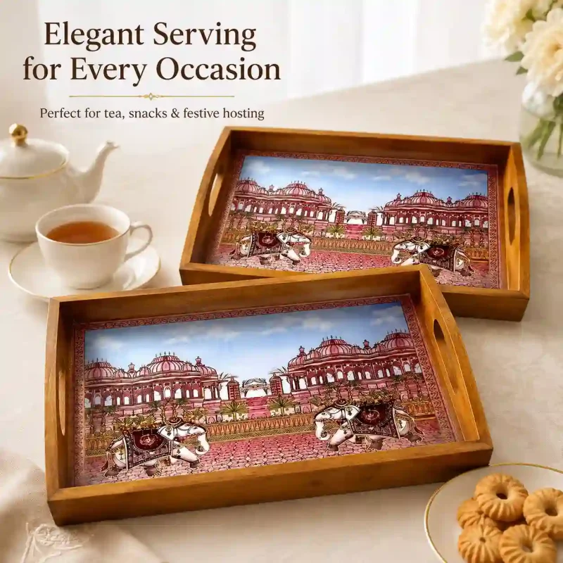 Rectangle Classic Tray 2 Pieces-Serving & Decor (Set of 1)