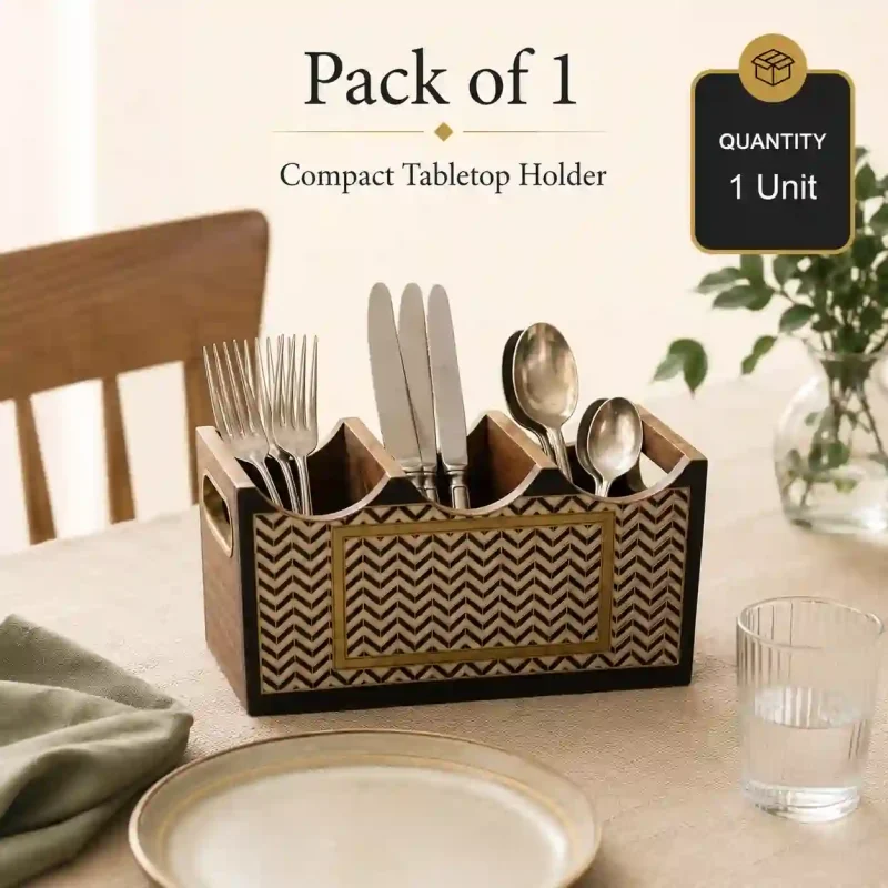 Modern 3 Compartment Cutlery - Elegant Stylish Holder (Set of 1)