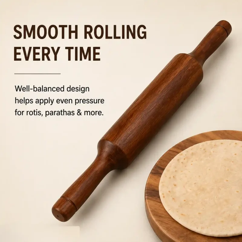Export Quality Wooden Belan-Smooth Rolling Pin (Set of 1)