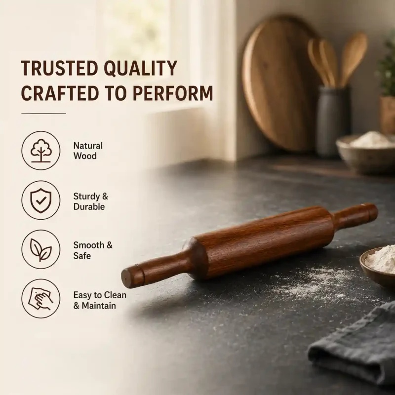 Export Quality Wooden Belan-Smooth Rolling Pin (Set of 1)