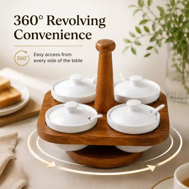 Revolving Handi-3 Pcs with Wooden Stand (Set of 1)