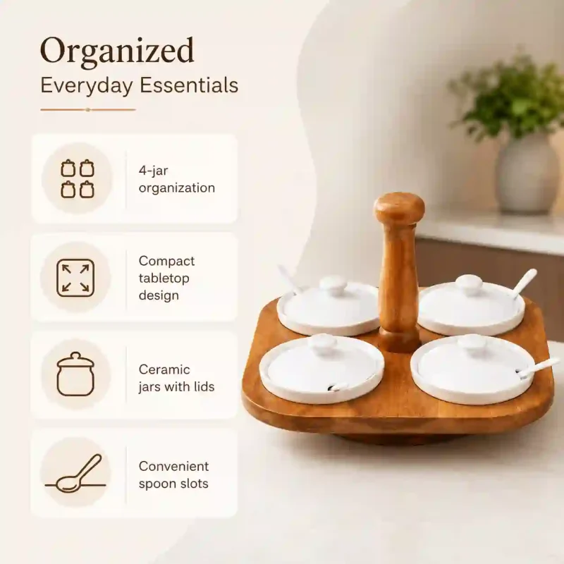Revolving Spice 4 Jar Set-Rotating Kitchen Storage (Set of 1)