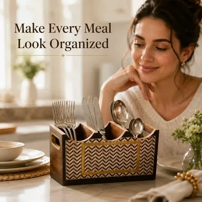 Modern 3 Compartment Cutlery - Elegant Stylish Holder (Set of 1)