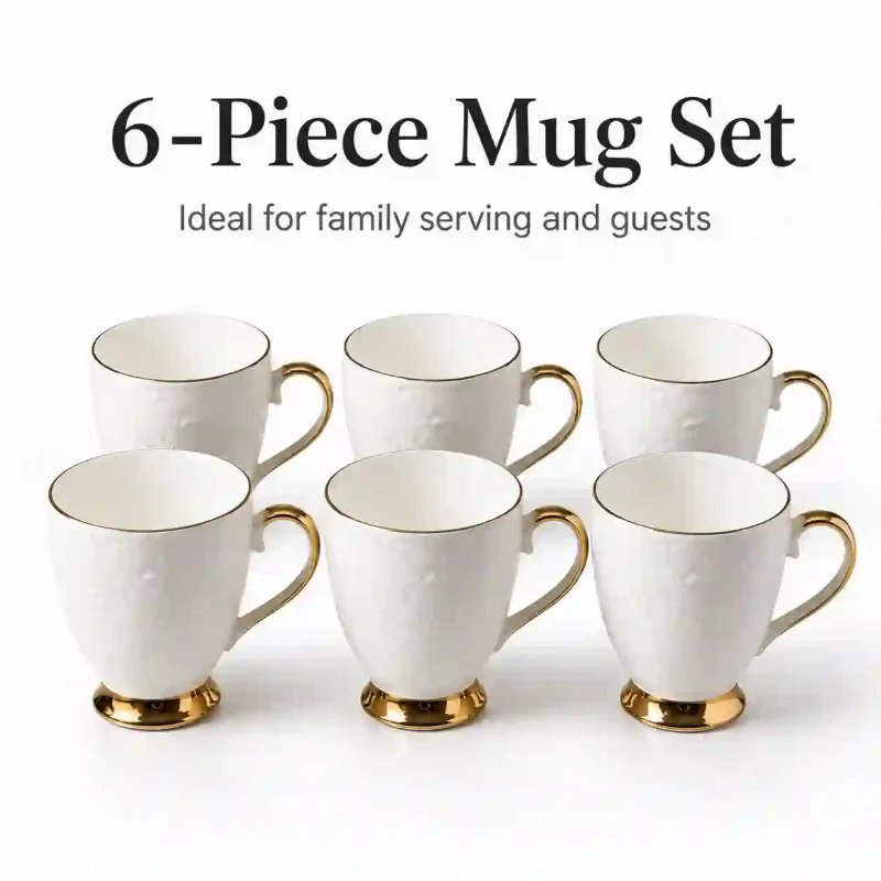 Neha Gold Ceramic Coffee Mugs-6 Pieces (Set of 1)