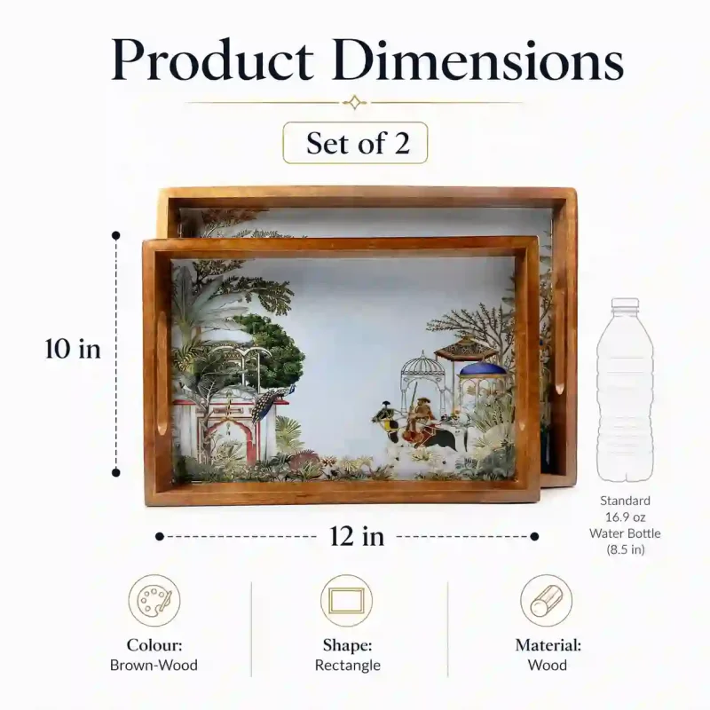 Rectangle Luxurious Tray 2 Pieces-Elegant Serving (Set of 1)