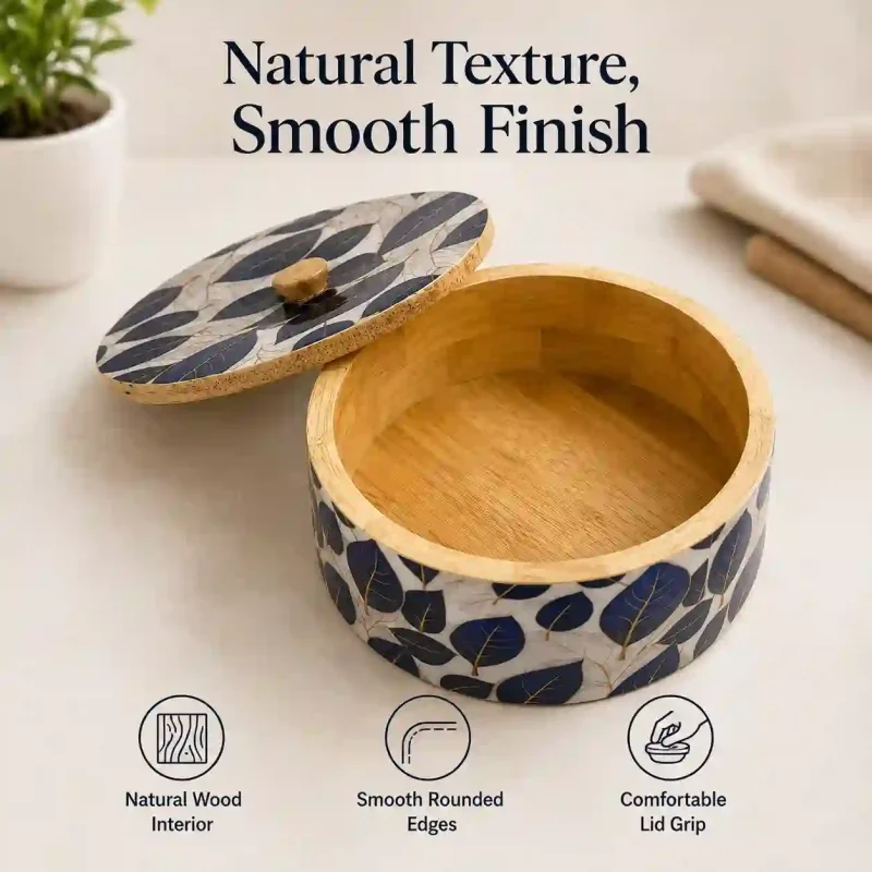 Traditional Wooden Roti Box-Floral Pattern (Set of 1)