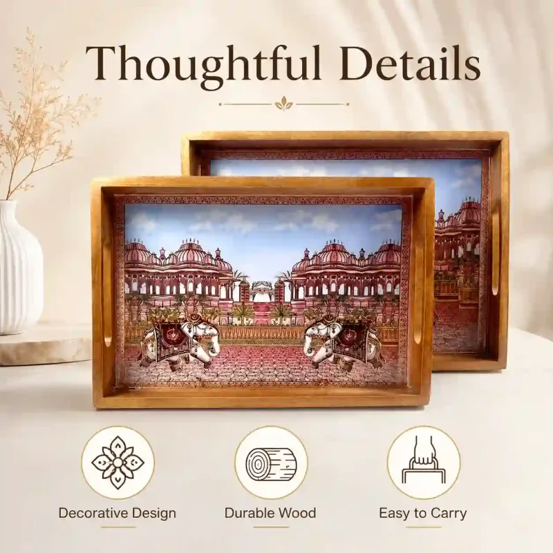 Rectangle Classic Tray 2 Pieces-Serving & Decor (Set of 1)