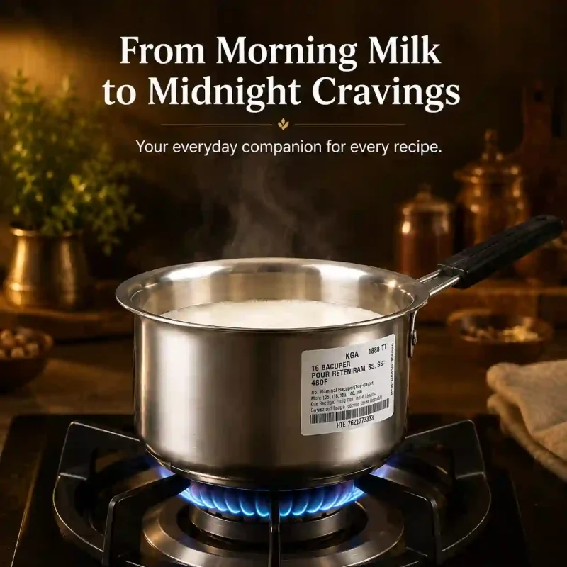 Stainless Steel Saucepan No. 12 - Durable Milk Pan (Set of 1)