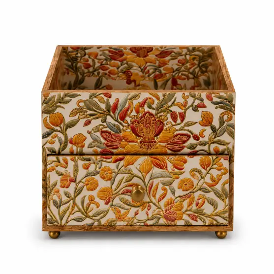 Floral Wooden Signature Organizer Drawer-Decor (Set of 1)
