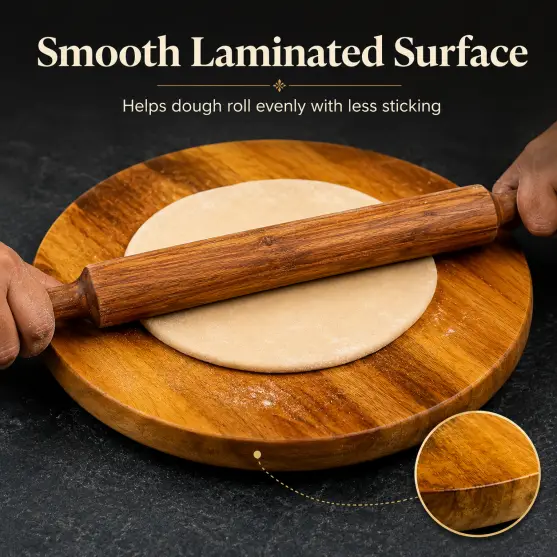 Laminate Wooden Chakla-10 Inch Round - Kitchen (Set of 1)