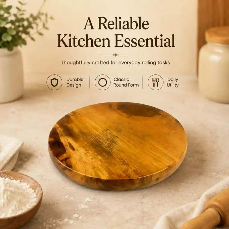 Laminate Wooden Chakla-10 Inch Round - Kitchen (Set of 1)