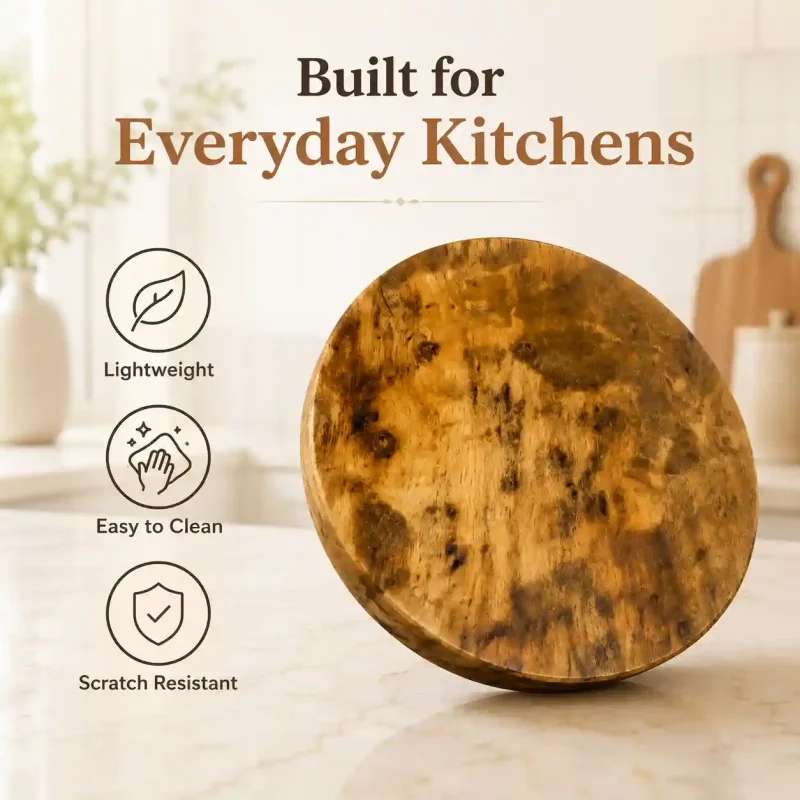 Laminate Wooden Chakla - 9 Inch Round - Kitchen (Set of 1)