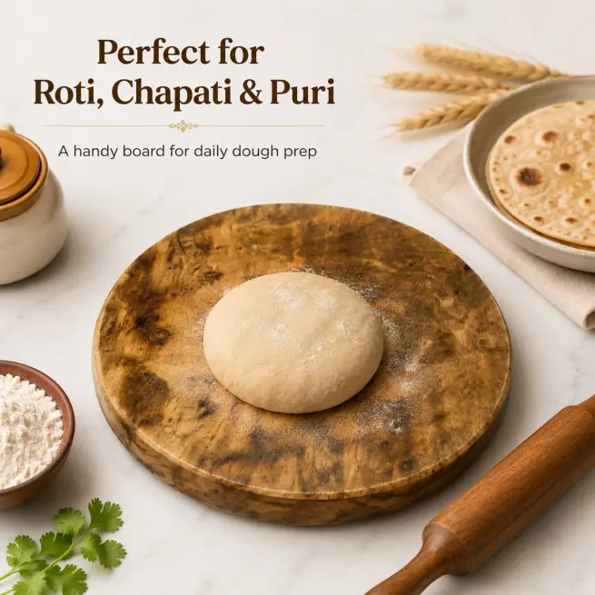 Laminate Wooden Chakla - 9 Inch Round - Kitchen (Set of 1)