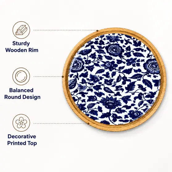 Micka Printed Wooden Chakla-10 Inch Round (Set of 1)