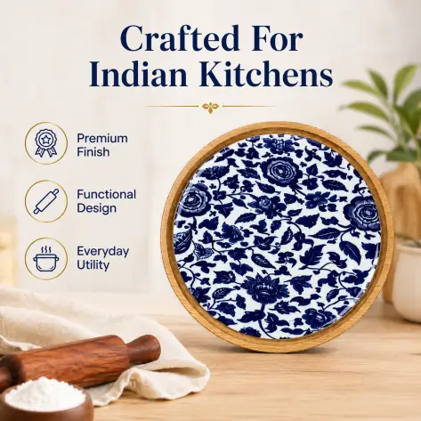 Micka Printed Wooden Chakla-10 Inch Round (Set of 1)
