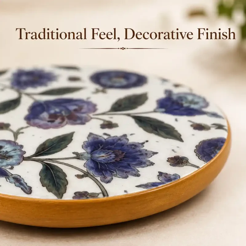 Micka Printed Wooden Chakla-9 Inch Round (Set of 1)