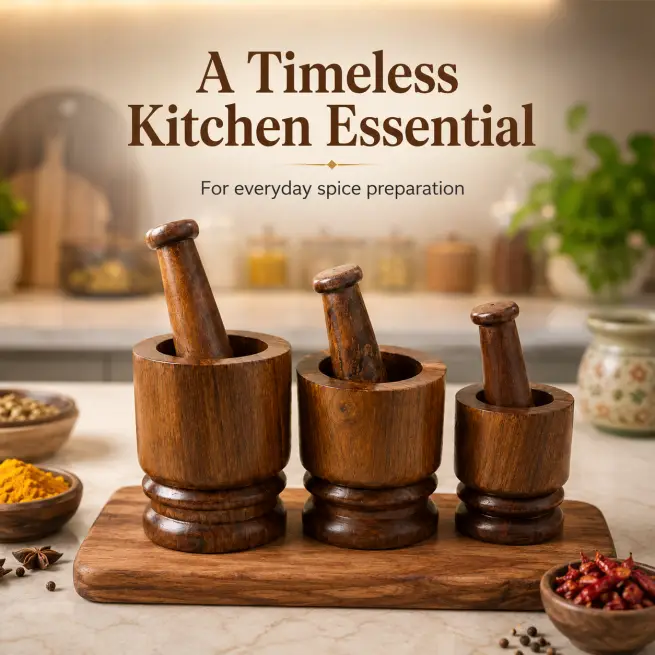 Okhli Sheesham-3 Pieces Multi Sizes-Spice Grinder (Set of 1)