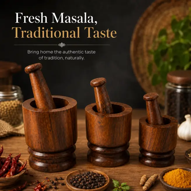 Okhli Sheesham-3 Pieces Multi Sizes-Spice Grinder (Set of 1)