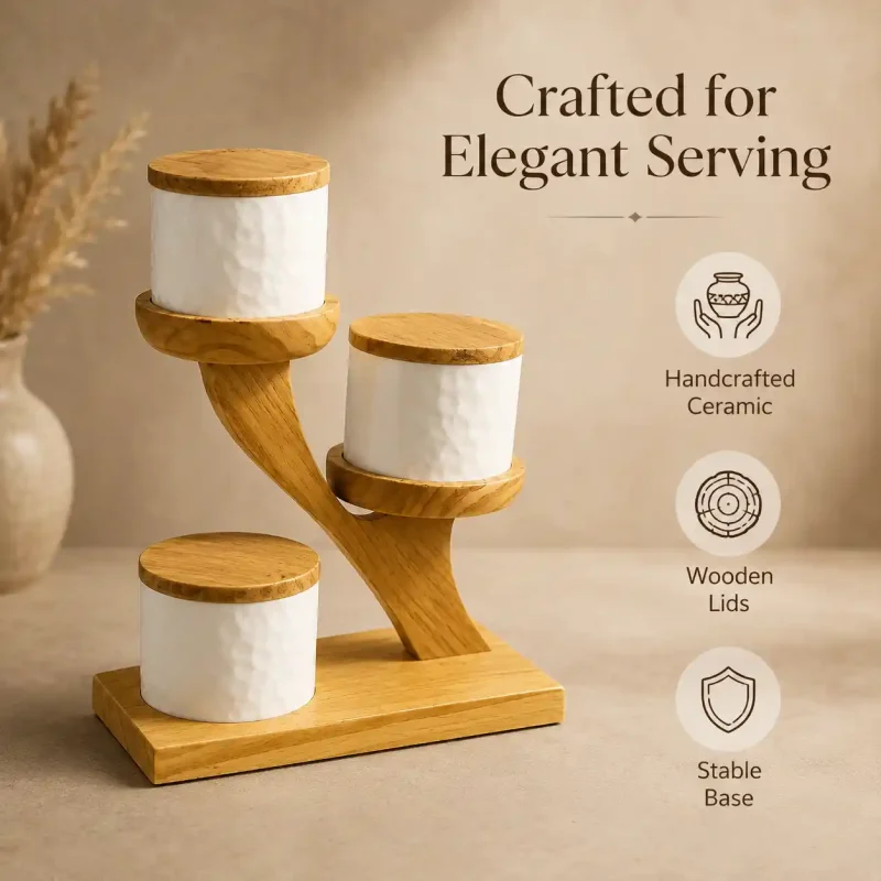 Refreshment 3 Jar Serving Set - Elegant Snack Platter (Set of 1)