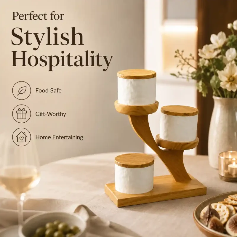 Refreshment 3 Jar Serving Set - Elegant Snack Platter (Set of 1)