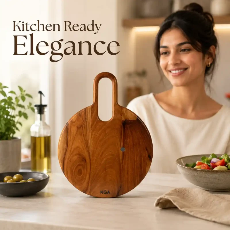 Round Chopping Board with Handle-Durable Kitchen (Set of 1)
