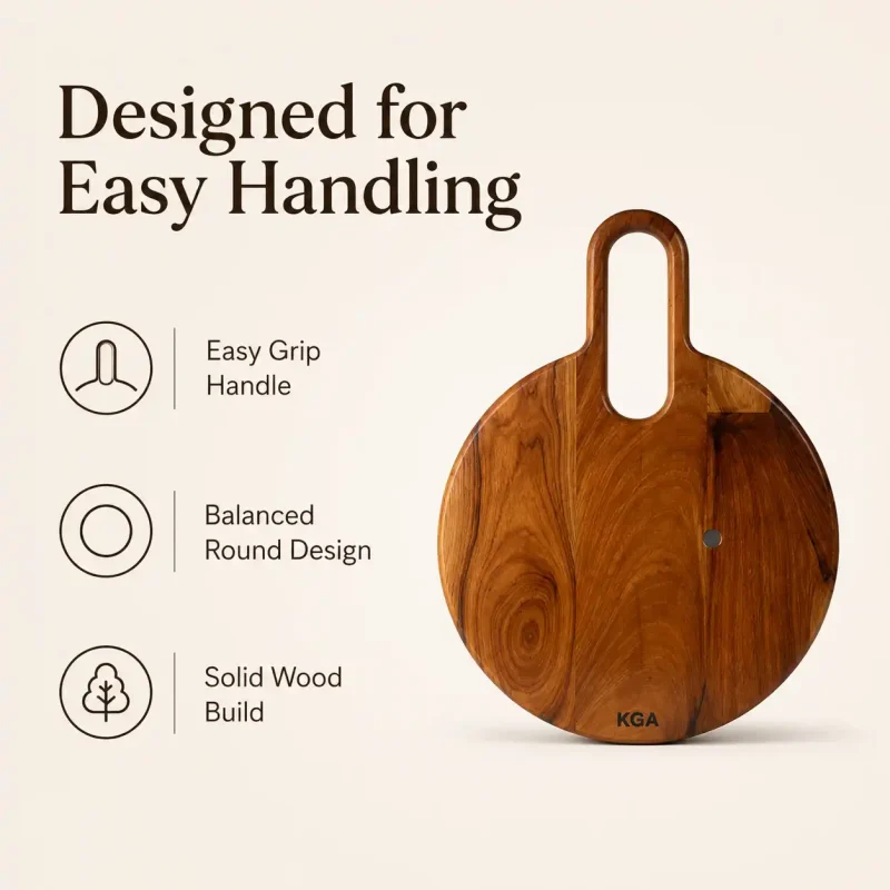 Round Chopping Board with Handle-Durable Kitchen (Set of 1)