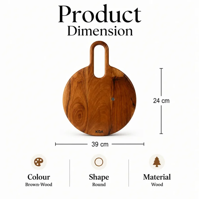 Round Chopping Board with Handle-Durable Kitchen (Set of 1)