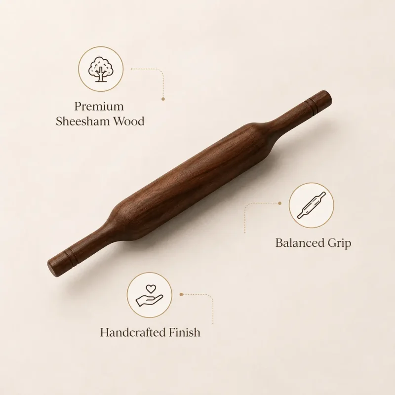 Sheesham Wood Belan-14 Inch Rolling Pin (Set of 1)