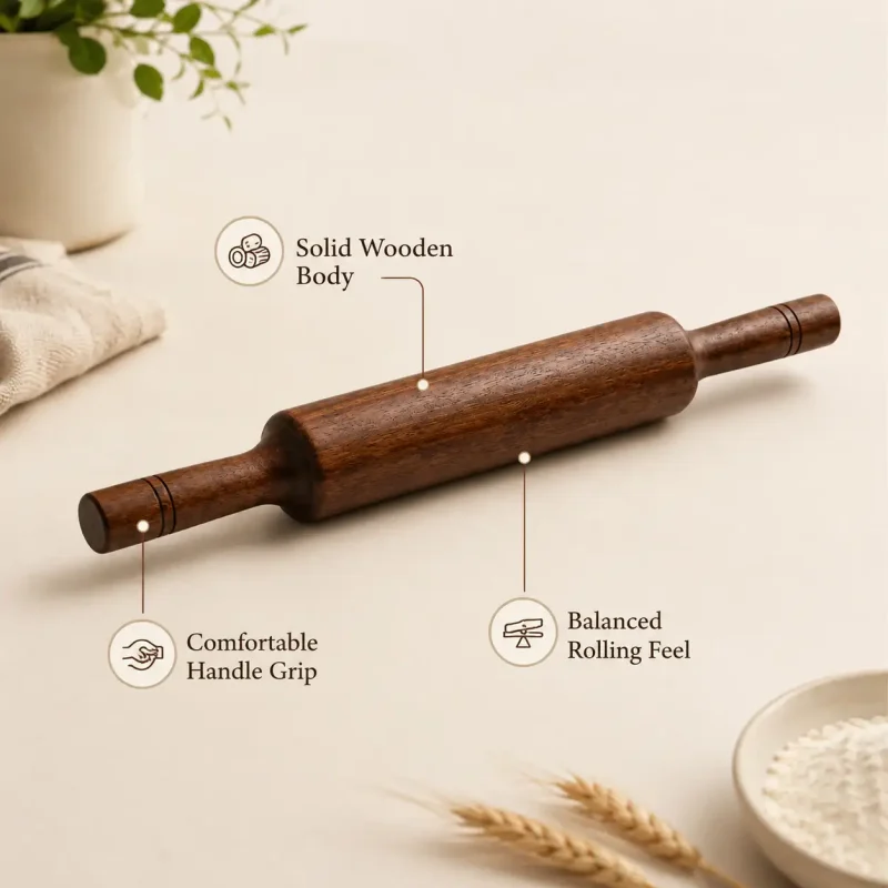 Sheesham Wood Belan-14 Inch Rolling Pin (Set of 1)