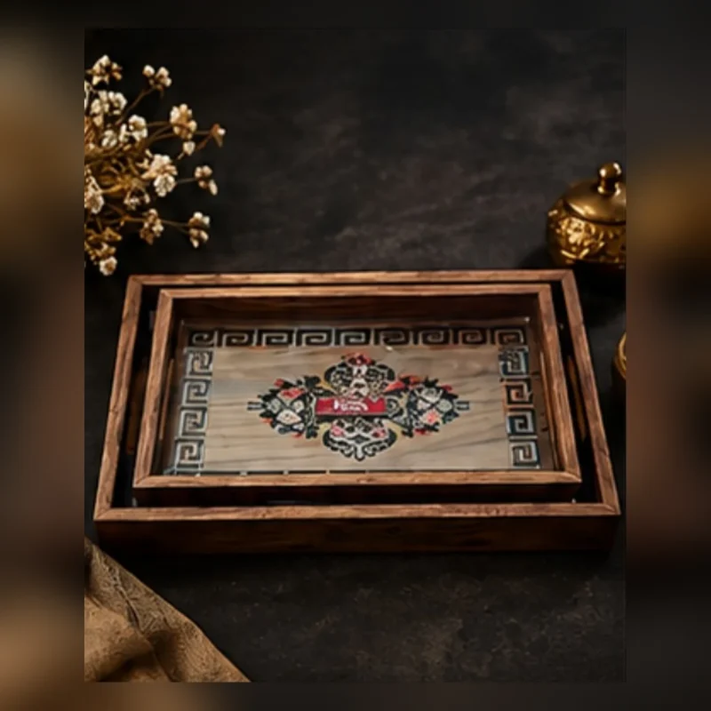 Pearl Decorative Tray Set | 2-Piece Serving Trays