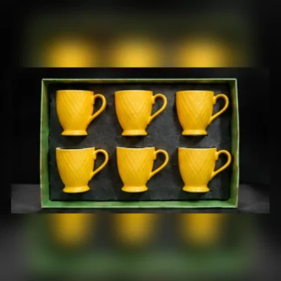 Coloured Coffee Mug Set | 6 Cups in Gift Box