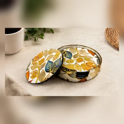 Signature Round Coaster Set | With Holder