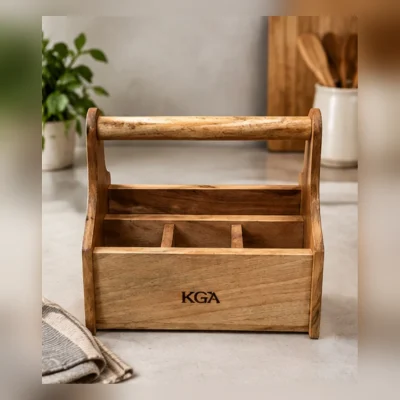 Wooden Kitchen Organiser Caddy | With Carry Handle