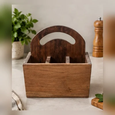 Wooden Kitchen Organiser | Cutlery & Napkin Caddy