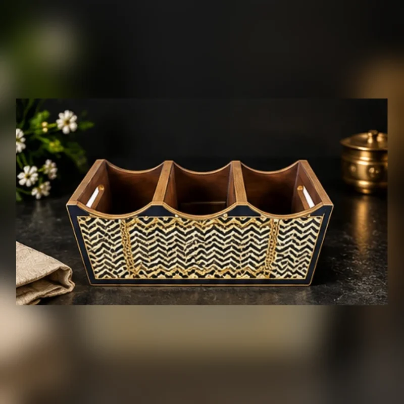 Wavy Cutlery Holder | 3 Compartment