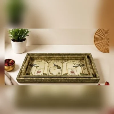 Sanskriti Art Tray Set | 2-Piece Serving Trays