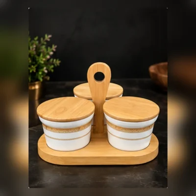 Trio Candy Jar Set | 3 Jars with Handled Stand